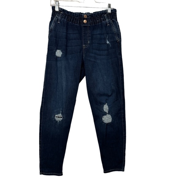 Abercrombie Kids High Rise Mini Mom Jean denim jeans pull on distressed 15/16 - Picture 1 of 11
